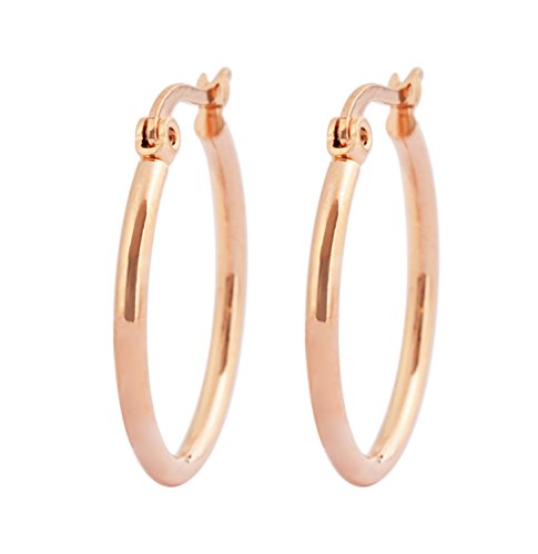 Rounded Hoops Earrings (20mm-60mm Diameter) - color: Rose Gold 20mm