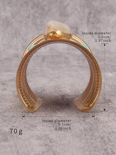Gold Cuff Bracelet for Women Chunky Bracelet Statement Bracelet | Chunky Bangle Bracelets for Women Silver Beaded Open Bangle Stackable Stretch Bead Bracelet Boho Jewelry Gift for Wife Couple - style: Cuff Bracelets Trendy