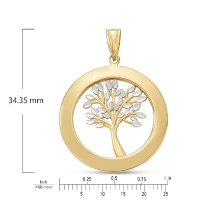 Amanda Rose Collection 14K Two-Tone Solid Gold Tree of Life Pendant