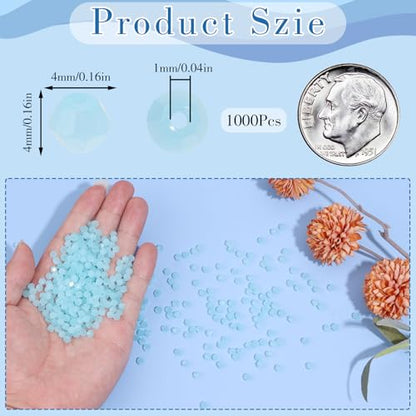 1000Pcs 4mm Faceted Crystal Glass Bicone Beads Loose Bead for DIY Bracelet Necklace Earring Keychain Jewelry Making,Lake Blue Jade - color: Lake Blue Jade