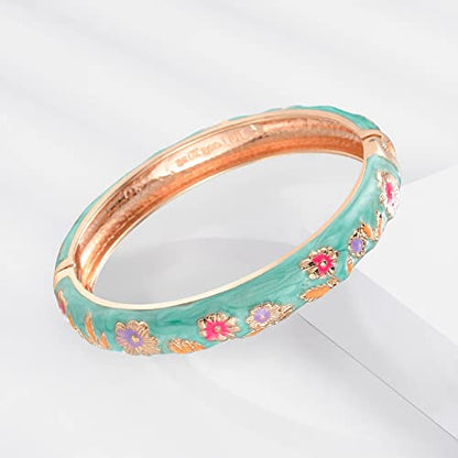 UJOY Cloisonne Chinese Panda Bracelets-Plated Gorgeous Handcrafted Gifts Enamel Bangles Set for Women 55C43 - color: C36-Green Blue