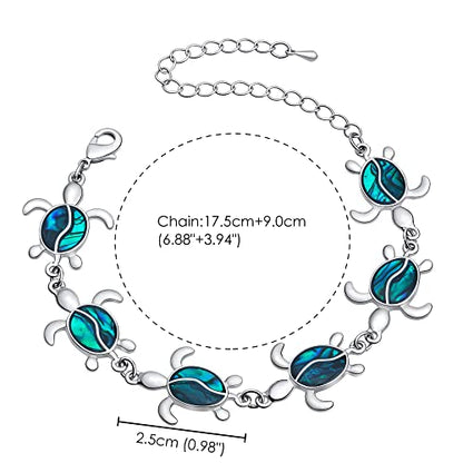 Beach Anklet Bracelet for Women Silver Plated Adjustable Abalone Shell Sea Turtle Dolphin Starfish Sand Dollar Ocean Ankle Bracelet for Women Summer Beach Jewelry - color: Sea Turtle