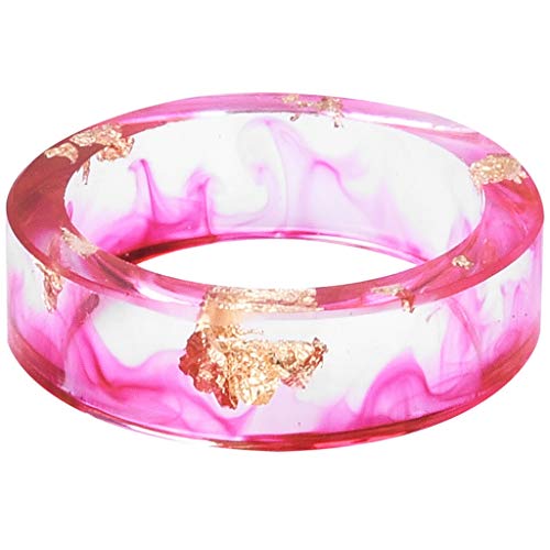 Jude Jewelers 8mm Ocean Style Transparent Plastic Resin Wedding Band Cocktail Party Ring - color: Pink