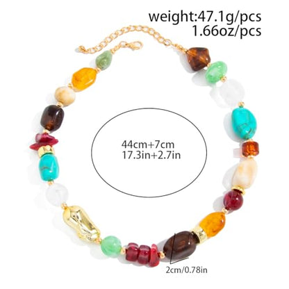 Chunky Acrylic Beaded Necklace for Women Colorful Acrylic Resin Beaded Choker Big Round Beads Statement Necklace Fashion Jewelry - color: GoldA