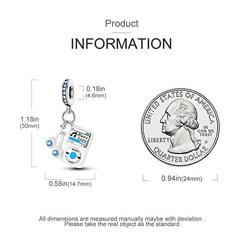 Pandach 925 Sterling Silver Charms for Bracelets and Necklaces Travel Round The World Beads Charms Relaxation Dangle Pendant,Jewelry Beads Gifts for Women - style: Love Music Charm