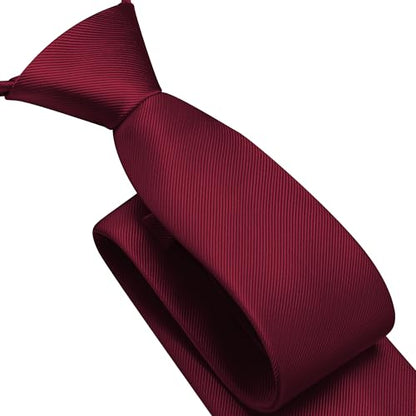 GUSLESON 3.15"（8cm） Mens Pre-tied Adjustable Zipper Tie Solid Necktie for Business and Wedding - color: Burgundy
