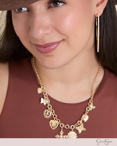 Jessica Simpson Womens Hoop Earrings - Silver-Tone or Gold-Tone Hoop | Earrings for Women - color: Clear Crystal