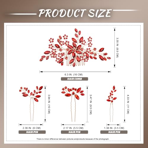 Wedding hair accessories, Bridal for piece, brides headpiece, Bride comb（Red） - color: Red