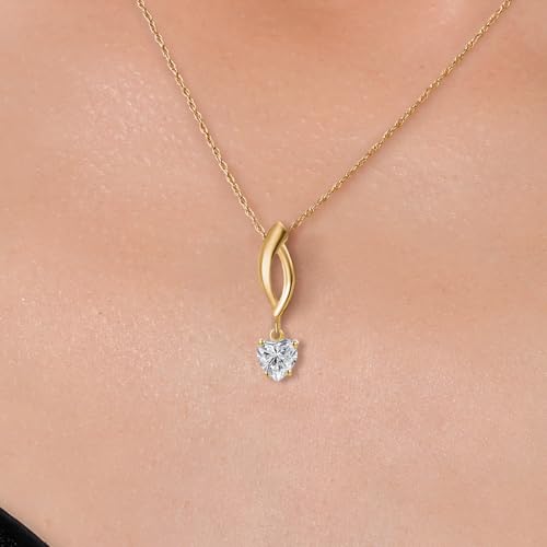 Gem Stone King 10K Yellow Gold 5MM Heart Shape Gemstone Birthstone Pendant Necklace for Women | Gold Necklace for Women | With 18 Inch Chain | Fine Jewelry Gift for Her Mom Wife