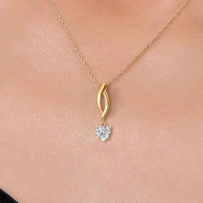 Gem Stone King 10K Yellow Gold 5MM Heart Shape Gemstone Birthstone Pendant Necklace for Women | Gold Necklace for Women | With 18 Inch Chain | Fine Jewelry Gift for Her Mom Wife