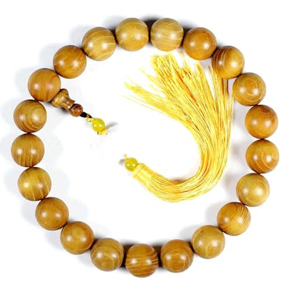 Zen Dear Natural Golden Sandalwood Mexican Bocote Mala Prayer Bead Bracelet Link Wrist Necklace Mala Beads - style: 20mm 21 beads Boutique