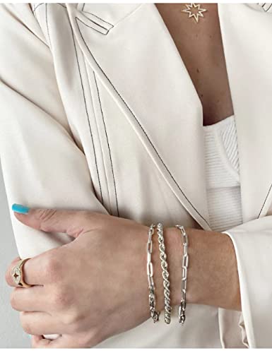 nometo 925 Sterling Silver Paperclip Chain Bracelet 3/4/5mm | Silver Bracelet for Women Men Silver Bracelet 6.5-9 Inches - color: Silver 3mm, size: 7