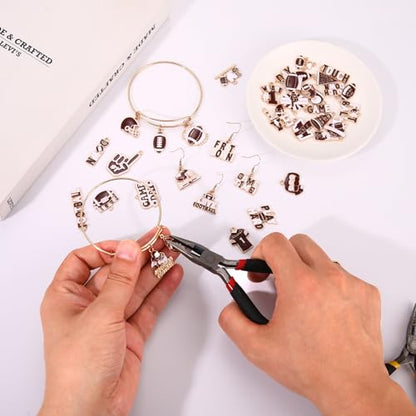 40PCS Game Day Charms for Bracelet Making Enamel Football Charms for Bracelet Necklace Earrings Jewelry Making DIY Football Mom Accessories Gifts - color: Burgundy White
