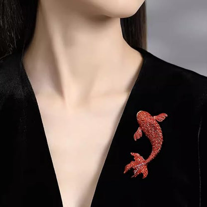 HETICA Animal Brooch for Women, Funny and Cute Flower Brooch Safety Pins Clothing Backpack Hat Decoration Enamel Pins Fashion Women Brooches and Pins Jewelry - style: Fish (Red Koi)