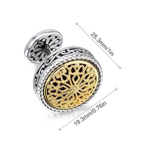Cuff Links Mens, Cufflinks for Men, Men's Cuff Links for Wedding, Business, Father's Day, Gift for Men, 18K Gold Plated with Luxury Wooden Gift Box - style: Gold