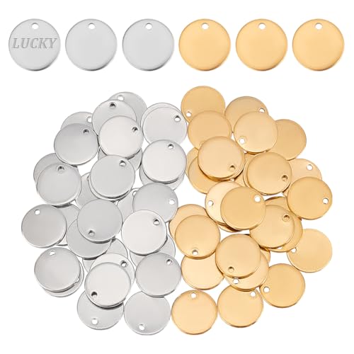 PH PandaHall 304 Stainless Steel Stamping Blanks,Round Charms Metal Blank Stamping Tag Pendants for Engraving Necklace Making - size: 12mm
