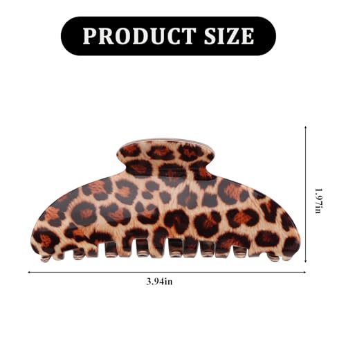 2Pcs Leopard Print Hair Claw Clips Large Non-Slip Hair Clips for Women Thick Thin Hair Cute Hair Clips for Women Ideal Gift for Birthday Holiday Friends Family and Teachers - color: Leopard Print