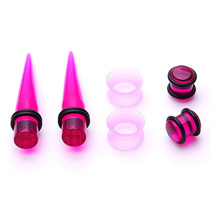 JieyueJewelry 50/54 Pcs Ear Stretching Kit 14G-00G | Acrylic Tapers & Plugs with Silicone Tunnels, Ear Gauges Expander Set Body Piercing Jewelry for Women and Men - color: Purple