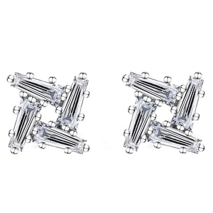 Moissanite Stud Earrings for Women, DF/VVS Clarity, Sterling Silver with 18K White Gold Plated - style: 0.8 Carat Geometric