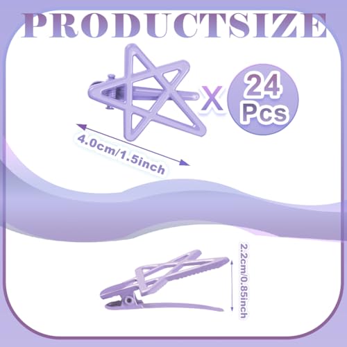 ELANE 24 Pcs Star Snap Hair Clips for Women Girl,Cute Hair Barrettes for Women Fine Thin Hair Accessories DIY - color: Purple