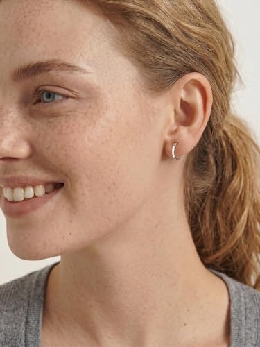 925 Sterling Silver Huggie Hoop Earrings, Small Silver Hoop Earrings for Women Hypoallergenic Huggie Lightweight Small Hoops Earring Cartilage Sleeper Earrings 6/8/10/12/14/16/18/20mm - color: Silver, size: 10MM