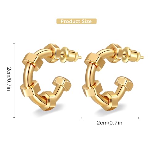 Women Hoop Earrings Lightweight 18K Gold Plated Chunky Hoops Earring Daily Jewelry - style: Hoops 10
