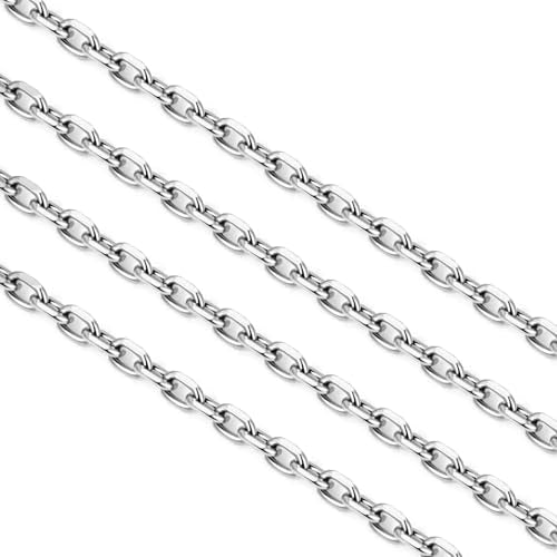 24PCS Stainless Steel Rolo Cable Chain Necklace Bulk for Jewelry Making | 2mm 18 inch Finished Stainless Steel Oval Cable Link Chains for Necklace DIY Craft - color: 2.0mm Stainless Steel