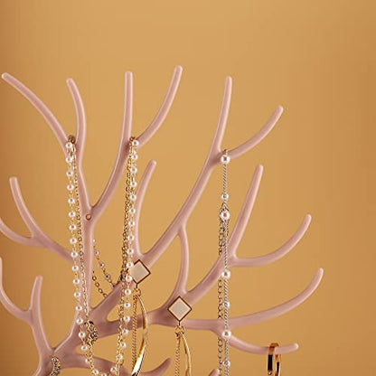 MORE&LESS Antlers Jewelry Display Stand,Tree Tower Rack Hanging Organizer for Ring Earrings Necklace Bracelet - color: A Light Pink