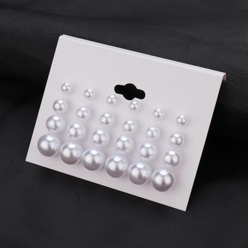20 Pairs Stud Earrings Jewelry Set for Women Simulated Pearl Crystal CZ Set | Hypoallergenic, Trendy Bridal, Suitable for Weddings Birthdays Christmas Valentine's Day Gift Anniversary Mother's Day - color: 12 Pairs Earrings