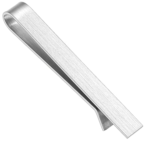2.2/2.5 Inch Tie Clips for Men's tie in Gift Box, tie bar & pins set for larger width necktie in black red white blue color, Suitable for Wedding Anniversary Christmas Party - size: 2.2'' Wide, style: 1pcs Silver