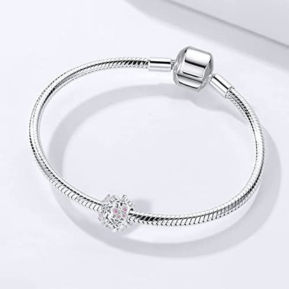 Butterfly Flower Garden Charm Magnolia Bloom Crystal Opennwork Enamel Bead for Pandora Charm Bracelet - style: Pink Pansy Flower
