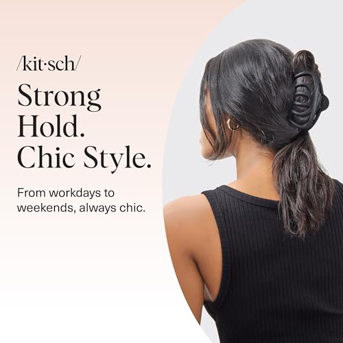 Kitsch Octopus Hair Clips For Women - Classic Black & Tortoise, 2pcs | Durable Recycled Plastic | Large Hair Clips for Thick Hair, Thin Hair | Comfortable Fit Claw Clip, Secure Hold All-Day