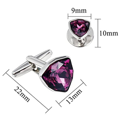 Men's Cufflinks Stud Earrings Set Best Gifts for Wedding Black Red Shirt Accessories - color: Gray