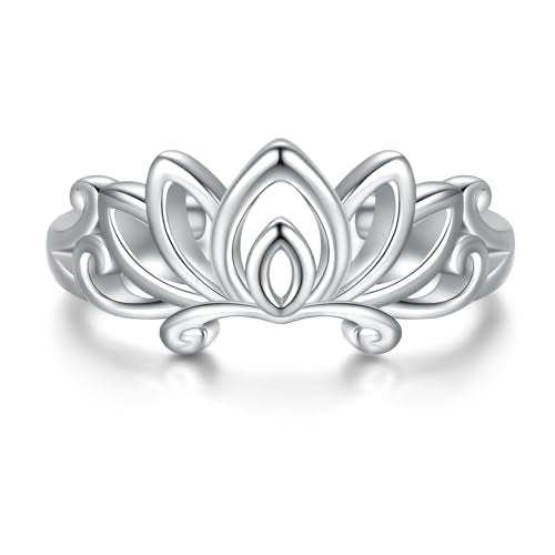 Sariel 925 Sterling Silver Toe Rings for Women Boho Adjustable Mid Finger Rings Summer Vacation Ocean Beach - color: Lotus