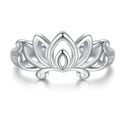 Sariel 925 Sterling Silver Toe Rings for Women Boho Adjustable Mid Finger Rings Summer Vacation Ocean Beach - color: Lotus