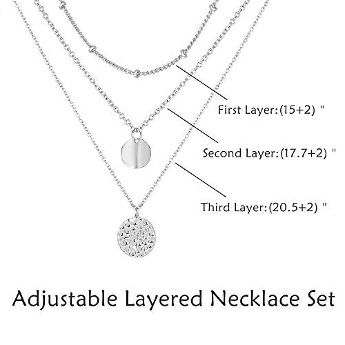 YANCHUN Layered Necklaces for Women Gold Necklace Stack Star Heart Choker Dainty Necklace Love Heart Chain Jewelry Gifts for Women - color: A:Silver Layer Coin Necklace