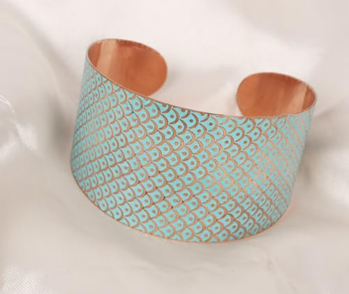 Touchstone Indian Bollywood Desire Brass Base Exotic Workmanship Free Size Cuff Bracelet in Antique Gold Or White Or Copper Tone for Women. - style: D260 Turquoise Blue