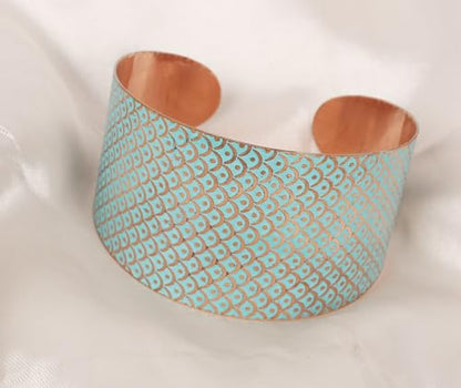 Touchstone Indian Bollywood Desire Brass Base Exotic Workmanship Free Size Cuff Bracelet in Antique Gold Or White Or Copper Tone for Women. - style: D260 Turquoise Blue