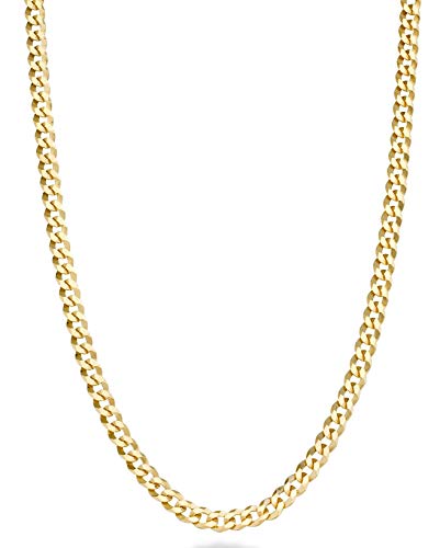 Miabella 18K Gold Over 925 Sterling Silver 3.5mm Cuban Link Chain Necklace | for Men and Women, Solid Curb, Diamond-Cut, Fine Jewelry, Made in Italy - style: Length 26 Inches
