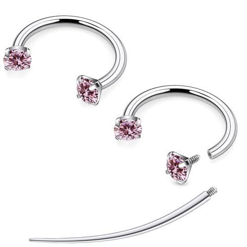 F136 Titanium 20/18/16/14g Horseshoe Nose Septum Lip Ear Rings Piercings 8/10/12mm Cartilage Helix Daith Earrings Jewelry for Women Men - color: Pink, size: 16g*3/8in(10mm)