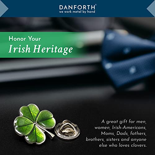 DANFORTH Pewter Four Leaf Clover Lapel Pin | Handcast Shamrock Pins | Made in USA by Vermont Artisans | St Patricks Day Lapel Pins | 0.75 Inch Lapel Pin for Men | Classic Lucky Irish Souvenir Accessory