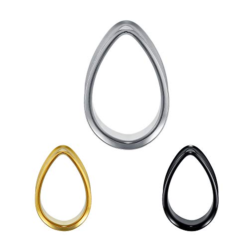 Gauges Ears Plugs and Tunnels Double Flared Earrings Upgrade Tear Drop Piercing 1 Pair Gift Packing Stretchers 0g to 1 Inch. - color: Black, size: 1"(25mm)