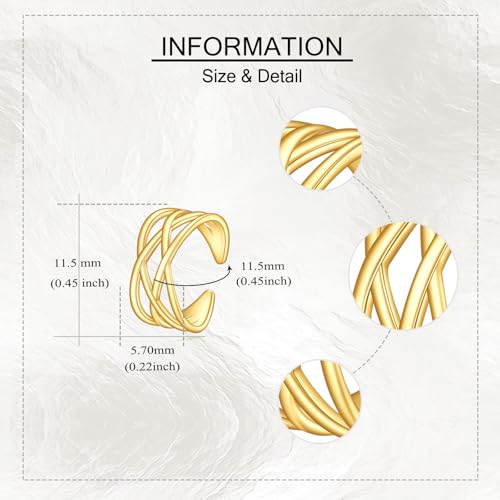 GEHN 14k Solid Gold Celtic Ear Cuffs Real Yellow Gold Celtic Knot Clip On Earrings Non Piercing Earrings Irish Jewelry for Women Wife Mom （Only 1 PCS ）