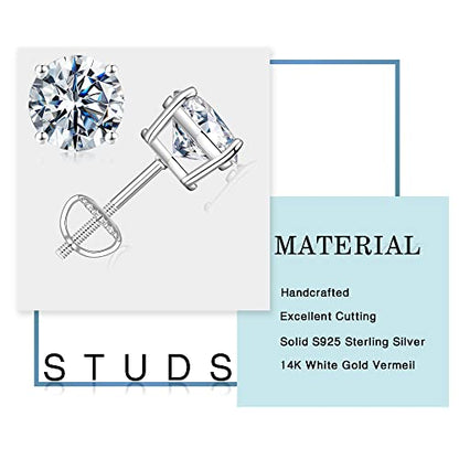 Moissanite Stud Earrings for Women, Moissanite Screw Back Earrings - size: 6.5MM