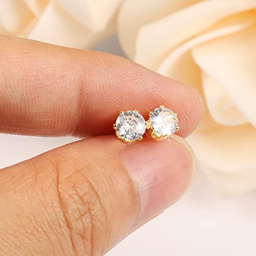 KISSPAT 6 Pairs Small Gold Stud Earrings Set for Women Hypoallergenic Silver post Tiny Stud Earrings Multiple Pack - color: C