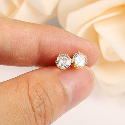 KISSPAT 6 Pairs Small Gold Stud Earrings Set for Women Hypoallergenic Silver post Tiny Stud Earrings Multiple Pack - color: C