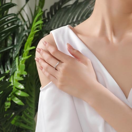 2mm 5mm Tainless Steel Cubic Zirconia Wedding Band Rings For Women,Stackable No Tarnish Fashion Cross Rings Size 4-10 - color: 2mm-Silver