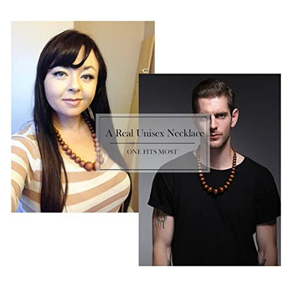Wood Bead Necklace Africa Wooden Chain Statement Unisex Chunky Necklaces - color: 1 wood necklace+1 leaf neklace