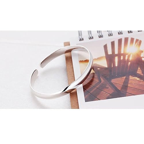 kelistom 925 Sterling Silver Bracelets for Women Teens, Love Heart Charm Chain Bracelet Bangle Fashion Jewelry Gifts - color: polished bangle