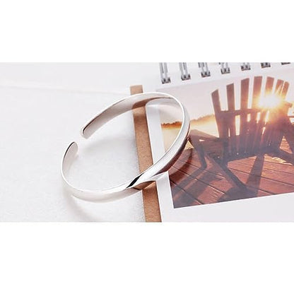 kelistom 925 Sterling Silver Bracelets for Women Teens, Love Heart Charm Chain Bracelet Bangle Fashion Jewelry Gifts - color: polished bangle